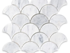 White Carrara Marble 3 Inch Fan Mosaic